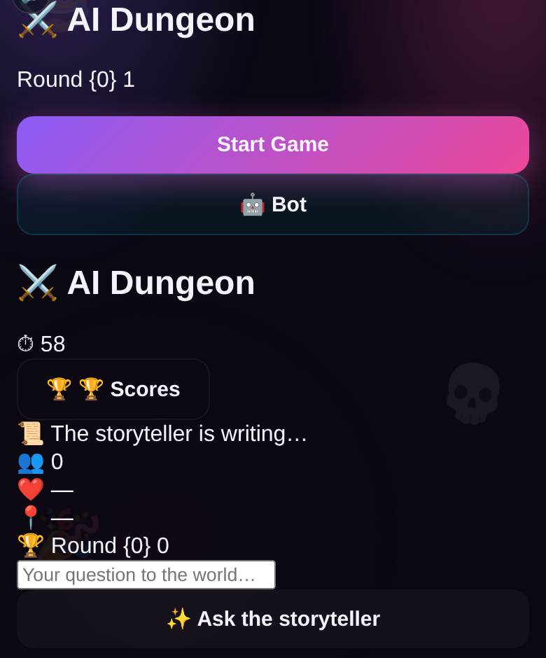 AI Dungeon Master — game screenshot on playparty.live