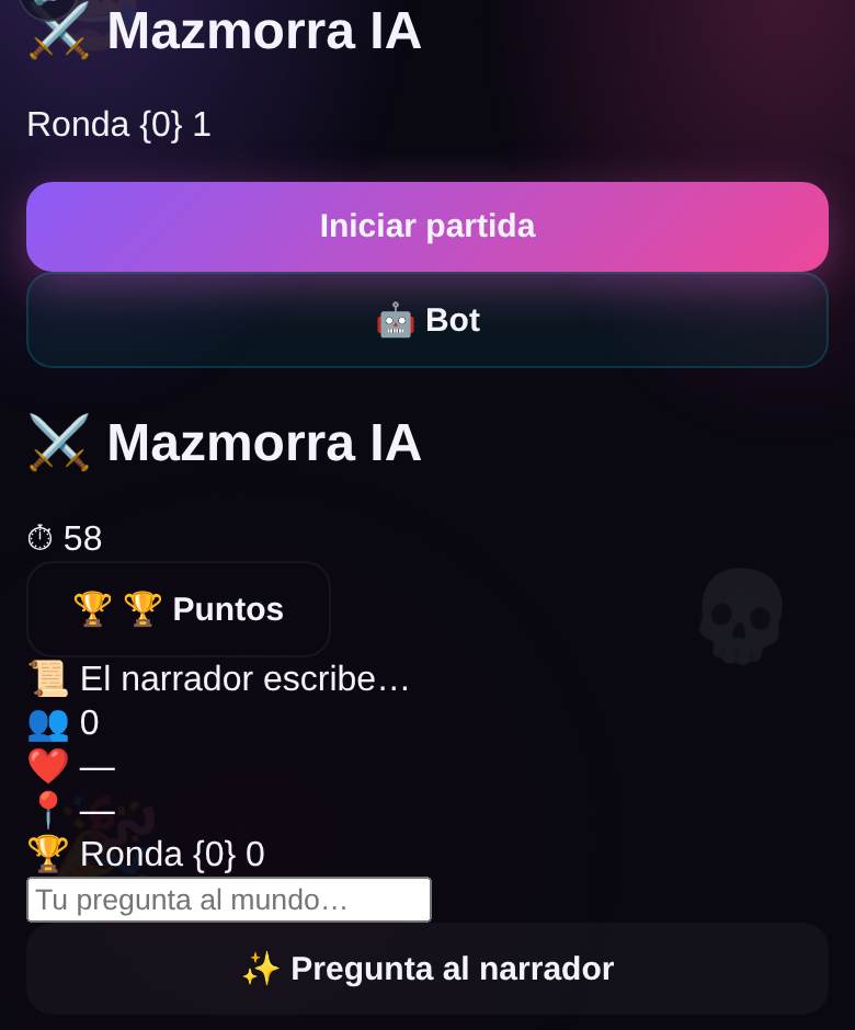 AI Dungeon Master — captura del juego en playparty.live