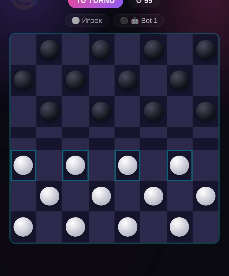 Damas — captura del juego en playparty.live